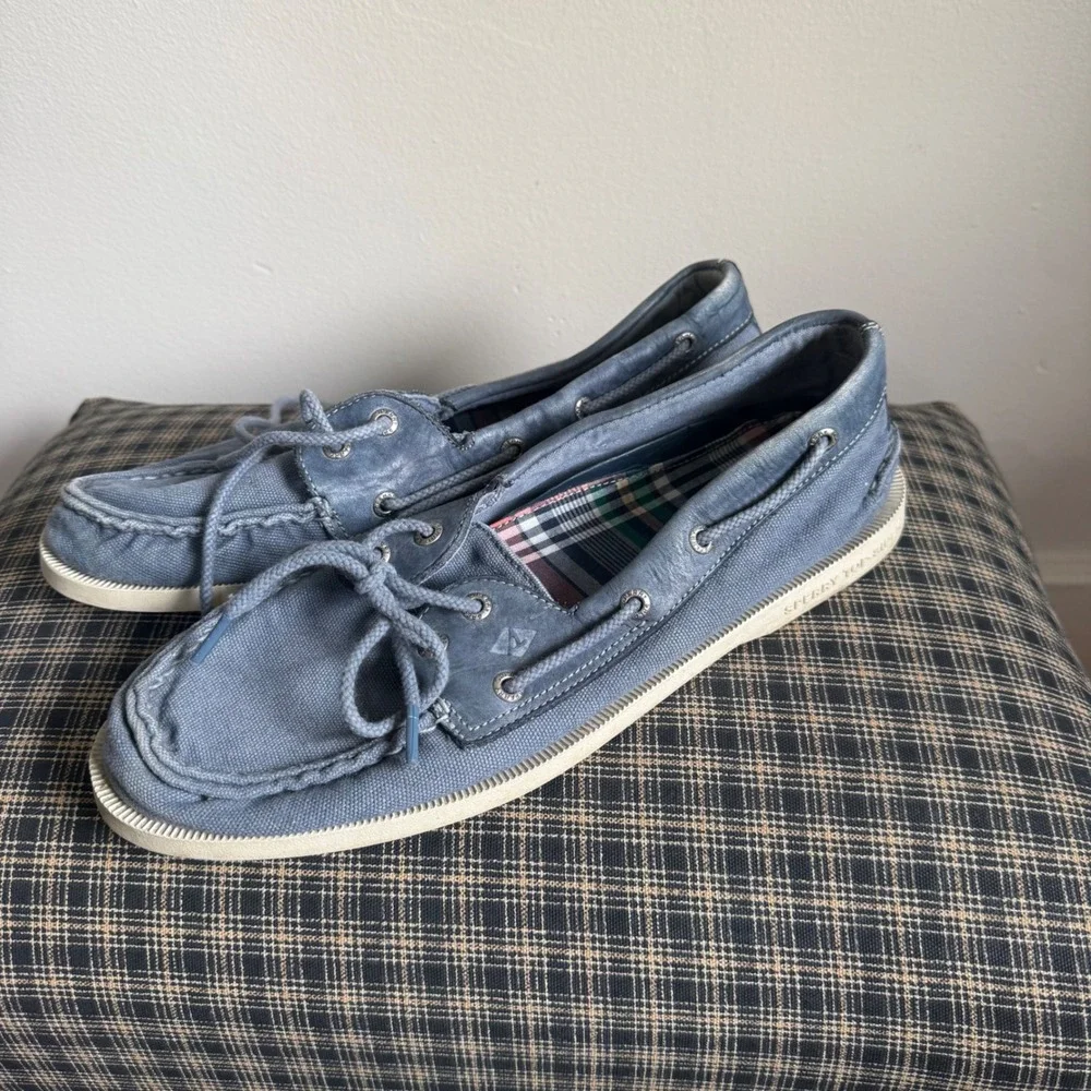 Sperry Top-Sider Authentic Original Canvas Boat Shoes Size 10 Blue